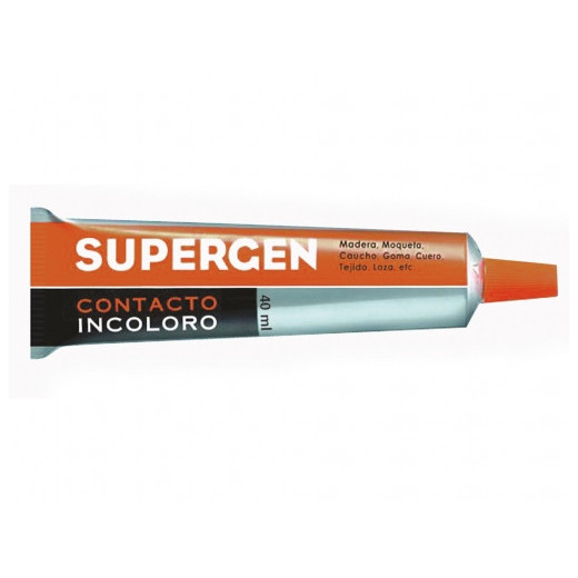 Supergen Contacto Pegamento Incoloro 40ml - Secado Rapido - No Contiene Tolueno - Resistencia al Envejecimiento y a los Rayos UV