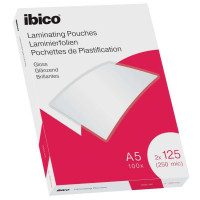 Ibico Caja de 100 Laminas de Plastificar Gloss A5 125 Micras - Acabado Cristalino de Alto Brillo - Plastifica Papel