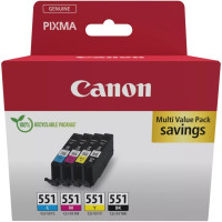 Canon CLI551 Multipack de 4 Cartuchos de Tinta Originales Negro