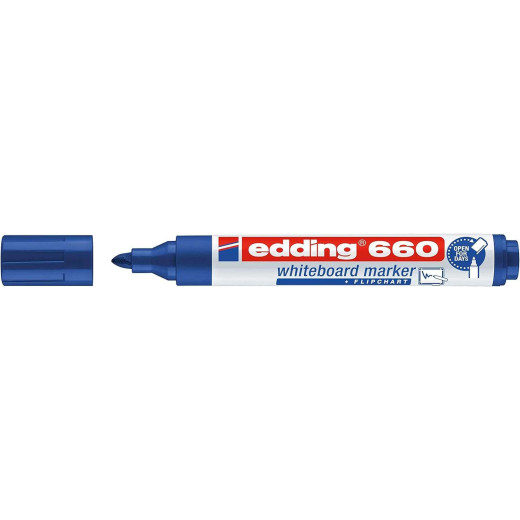 Edding 660 Rotulador para Pizarra Blanca - Punta Redonda - Trazo entre 1.5 y 3 mm. - Tinta Pigmentada - Recargable - Borrable en Seco - Color Azul