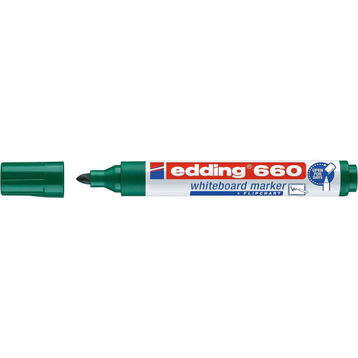 Edding 660 Rotulador para Pizarra Blanca - Punta Redonda - Trazo entre 1.5 y 3 mm. - Tinta Pigmentada - Recargable - Borrable en Seco - Color Verde