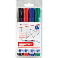Edding 660 Pack de 4 Rotuladores para Pizarra Blanca - Punta Redonda - Trazo entre 1.5 y 3mm - Recargable - Secado Rapido - Colores Surtidos