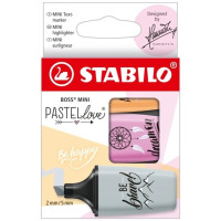 Stabilo Boss Mini Pastellove Pack de 3 Marcadores Fluorescentes - Trazo entre 2 y 5mm - Tinta con Base de Agua - Antisecado - Colores Fucsia