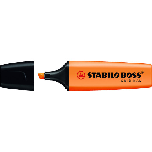 Stabilo Boss 70 Rotulador Marcador Fluorescente - Trazo entre 2 y 5mm - Recargable - Tinta con Base de Agua - Color Naranja Fluorescente