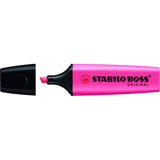 Stabilo Boss 70 Rotulador Marcador Fluorescente - Trazo entre 2 y 5mm - Recargable - Tinta con Base de Agua - Color Rosa Fluorescente