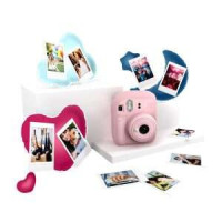 Fujifilm Pack Best Memories Instax Mini 12 Blossom Pink Camara Instantanea + Film Instax Mini 10ud. + 3 Portafotos - Tamaño de Imagen 62x46mm - Flash Auto - Exposicion Automatica - Mini Espejo para Selfies - Modo Primer Plano