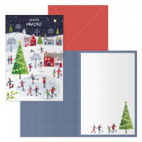 Dohe Ice Rink Pack de 6 Tarjetas de Felicitacion Navideña con Sobre - Tamaño Cerrada 11.5x17cm