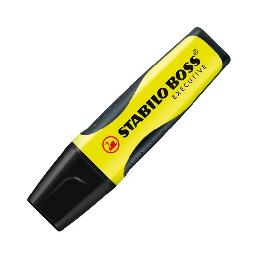 Stabilo Boss Executive Marcador Fluorescente - Zona de Agarre - Trazo entre 2 y 5mm - Recargable - Tinta con Base de Agua - Color Amarillo