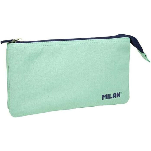 Milan Serie 1918 Estuche Portatodo 5 Compartimentos - Tejido Resistente a las Roturas y Rasgaduras - Medidas 22x12x4cm - Color Verde