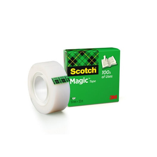 Scotch Magic Tape Cinta Adhesiva Invisible 19mmx33m - Acabado Mate Invisible - Perfecta para Etiquetado - Facil de Usar - 7100024666
