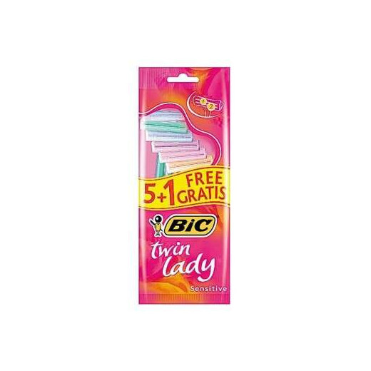 Bic Twin Lady Pack de 5+1 Maquinillas de Depilacion Desechables de 2 Hojas