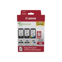 Canon PG545XL Negro + CL546XL Color Pack de 3 Cartuchos de Tinta Originales + 50 Hojas de Papel Fotografico - 8286B015