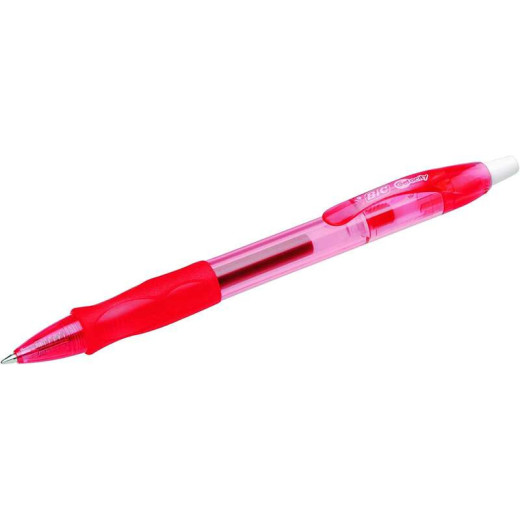 Bic Gel-ocity Original Boligrafo de Tinta Gel Retractil - Punta Media de 0.7mm - Recargable - Grip de Goma - Clip de Plastico - Color Rojo