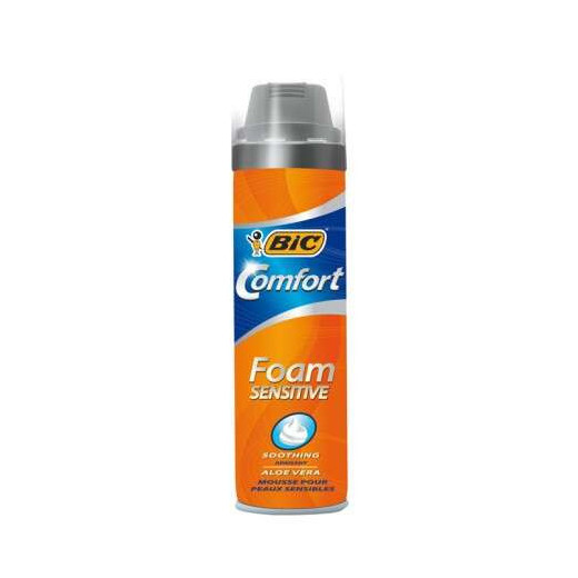 Bic Foam Sensitive Comfort Espuma de Afeitar - Facil de Aplicar - Contiene Aloe Vera - Capacidad 250ml