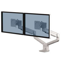 Fellowes Tallo Brazo para Monitor Doble - Brazo giratorio de 270º - Sistema con Muelle de Gas - Hasta 9kg - Color Plata