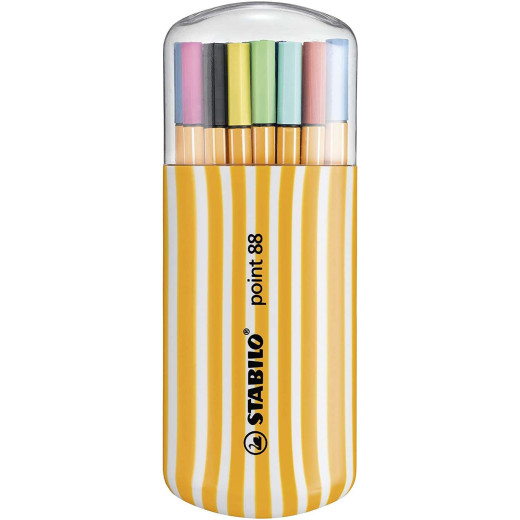 Stabilo Point 88 Zebrui Pack de 20 Rotuladores de Punta Fina de Fibra - Trazo de 0.4 mm - Tinta con Base de Agua - Colores Surtidos