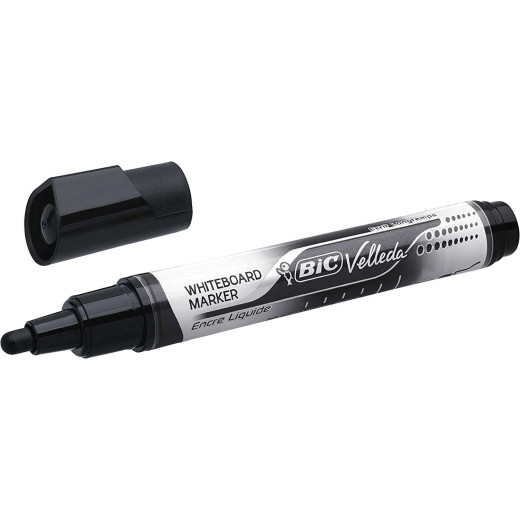 Bic Velleda Liquid Ink Marcador para Pizarra - Punta Media - Trazo 2.3mm - Tinta Liquida con Base de Alcohol - Color Negro