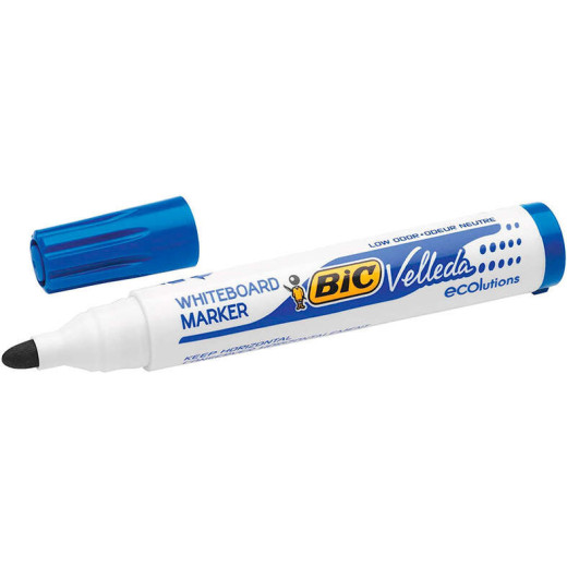 Bic Velleda 1701 ECOlutions Marcadores para Pizarra - Punta Redonda - Trazo de 1.5 mm - Tinta con Base de Alcohol - Ecologico - Borrado Optimo - Color Azul
