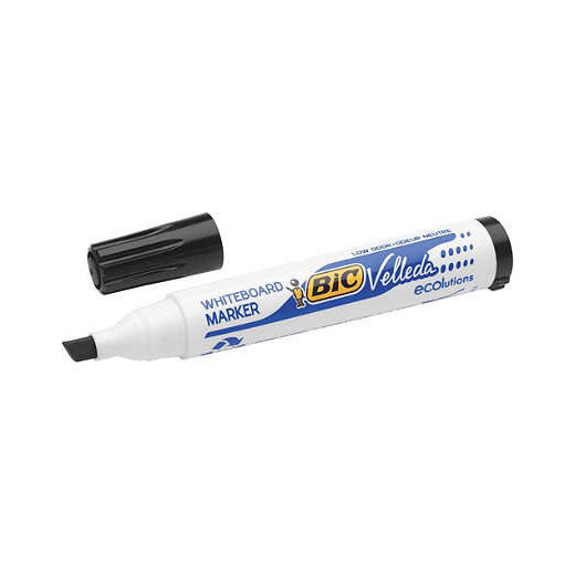 Bic Velleda 1751 ECOlutions Marcadores para Pizarra - Punta Biselada - Trazo entre 3mm y 5.5mm - Tinta con Base de Alcohol - Ecologico - Borrado Optimo - Color Negro
