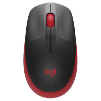 Logitech M190 Full Size Raton Inalambrico USB 1000dpi - 3 Botones - Gran Tamaño - Uso Ambidiestro - Color Negro/Rojo