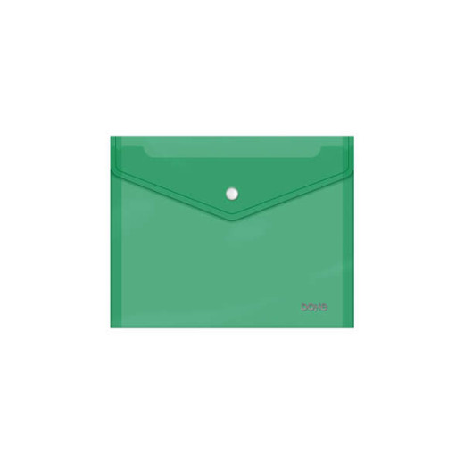 Dohe Sobre Portadocumentos A5 - Cierre de Broche - Polipropileno Cristal Transparente 150 Micras - Color Verde