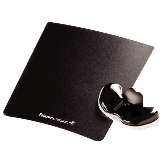 Fellowes Canal-V Reposamuñecas Deslizante de Gel - Minimiza la Presion sobre la Muñeca - Color Negro