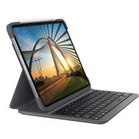 Logitech Slim Folio Pro Funda con Teclado Retroiluminado Bluetooth para iPad Pro 3ª y 4ª Generacion 12.9" - On/Off Automatico - Escritura Comoda - Cierre Magnetico - Color Gris