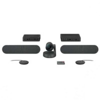 Logitech Rally Plus Kit de Videoconferencias Camara PTZ Ultra HD 4K USB-C 3.0 - 2x Altavoz con Cancelacion de Eco - 2x Microfono con Alcance hasta 4.5m - Hub de Pantalla y Hub de Sobremesa - Mando a Distancia - Color Negro