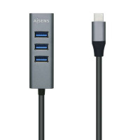 Aisens Hub USB 3.1 USB-C - USB-C Macho a 4xTipo A Hembra - 10cm - Color Gris