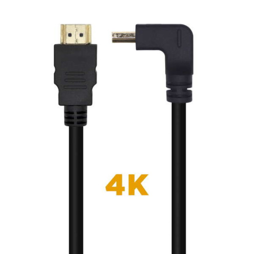 Aisens Cable HDMI V2.0 Acodado Premium Alta Velocidad / HEC 4K@60Hz 18Gbps - A/M-A/M - 1.0M - Color Negro Aisens Cable HDMI V2.0 Acodado Premium Alta Velocidad / HEC 4K@60Hz 18Gbps - A/M-A/M - 1.0M - Color Negro