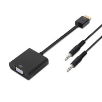 Aisens Conversor HDMI a SVGA+Audio - HDMI A Macho-SVGA Hembra+JACK 3.5/H - 10 cm+1.0m - Color Negro