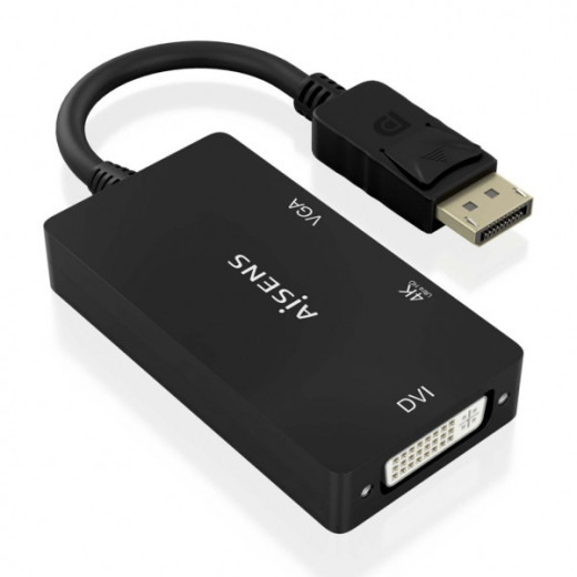 Aisens Conversor MST/SST Displayport a DVI/HDMI/VGA 3 en 1 - Conector DP Macho - Salidas HDMI 4K@60Hz