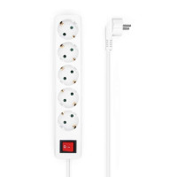 Aisens Regleta de 5 Tomas Schuko con Cable de 1.4m - Interruptor On/Off - Proteccion Infantil - Color Blanco