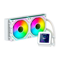 Abysm Oceanic LCD 240 ARGB Kit de Refrigeracion Liquida - 2 Ventiladores de 120mm - Iluminacion ARGB - Pantalla LCD 2.8" - Bomba 2500rpm - Tubos de 350mm - Color Blanco - Formato Bulk