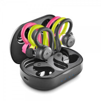 NGS Artica Jogger Auriculares Deportivos Bluetooth 5.3 TWS - Incluye 3 Sujeciones de Silicona de Diferentes Colores - Manos Libres - Autonomia hasta 10h - Base de Carga - Resistencia IPX7