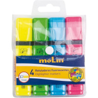 Rotuladores punta biselada molin rtf240-04w/ 1mm/ 4 unidades/ colores surtidos