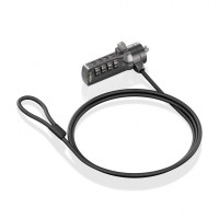 Aisens Cable de Seguridad de Acero con Cerradura de Combinacion - Compatible con Kensington Lock - Bloqueo de 4 Digitos - Revestimiento de Vinilo - Ideal para Ordenadores y Portatiles - Color Negro