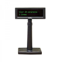 AVPos Visor VFD220 - 2 Lineas de 20 Caracteres - Color de Pantalla Verde - 267 Tipos de Caracteres Internacionales - USB - Color Negro