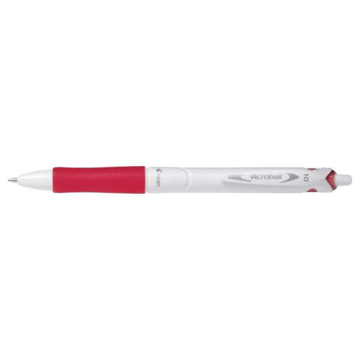 Pilot Boligrafo de Bola Retractil Acroball PureWhite - Recargable - Fabricado con Plastico Reciclado - Punta Redonda 1mm - Trazo 0.28mm - Grip Ergonomico - Color Rojo