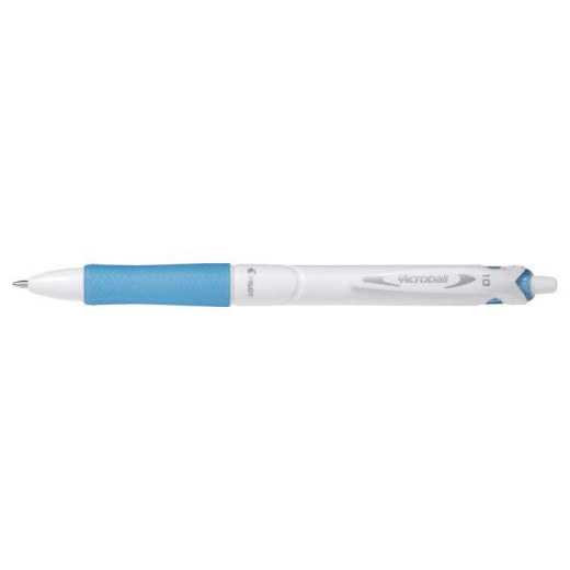 Pilot Boligrafo de Bola Retractil Acroball PureWhite - Recargable - Fabricado con Plastico Reciclado - Punta Redonda 1mm - Trazo 0.28mm - Grip Ergonomico - Color Azul Claro