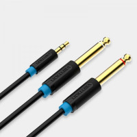 Vention Cable Estereo Jack 3.5 Macho a 2x Jack 6.5 Macho - 3m - Color Negro