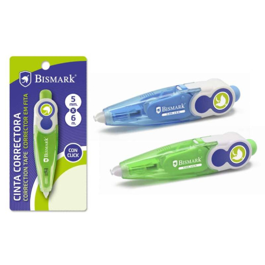 Bismark Cinta Correctora en Seco - Sistema Retro que Oculta el Extremo - Precision en La Aplicacion - Perfecta Adherencia al Papel - Presentacion en Blister Individual
