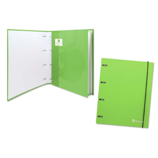 Bismark Carpeta de 4 Anillas con 80 Hojas Cuadricula 4x4 - Formato A4 - Fabricada en Carton - Color Verde