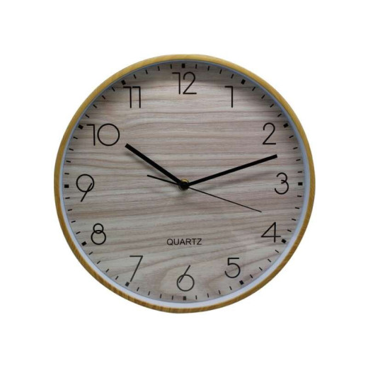 Bismark Reloj Oficina Marco Efecto Madera - Marco Plastico - Lente de Cristal - Manecillas de Aluminio - Esfera de PVC - Color Marrón