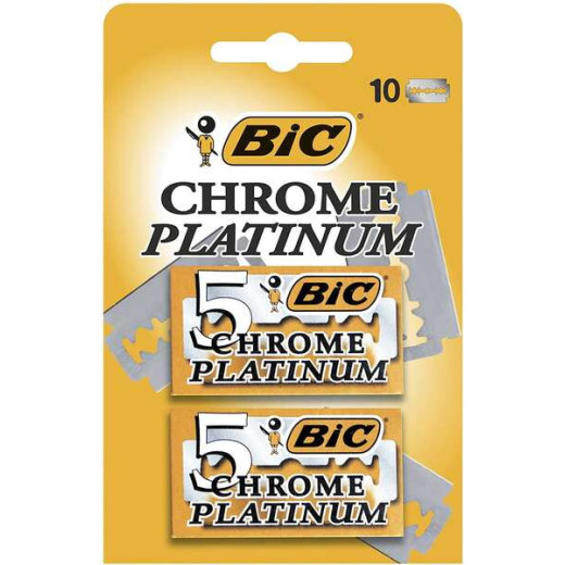 Bic Chrome Platinum Pack de 2 Cajas de 5 Hojas de Afeitar Doble Filo