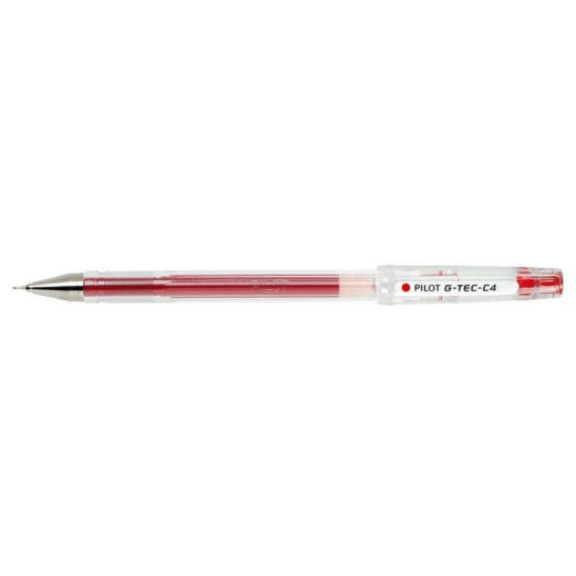Pilot Boligrafo de Gel G-Tec C4 - Extra Fino - Recargable - Punta de Bola 0.4mm - Trazo 0.2mm - Color Rojo