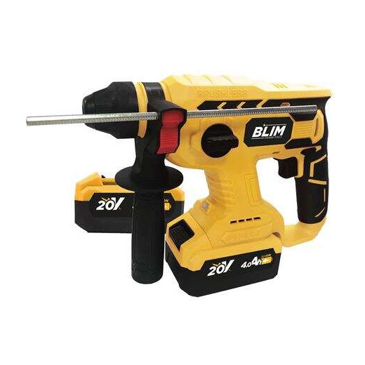 Blim Martillo Perforador a Bateria 20V 4Ah - Motor sin Escobillas - Energia de Impacto 2.2 Julios - Velocidad 0-1400rpm - Incluye 2 Baterias y Maletin de Transporte