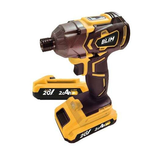 Blim Atornillador de Impacto a Bateria 20V 2Ah - Incluye 2 Baterias - 190Nm Par Maximo - 2 Velocidades 0-1000/0-2800rpm - Color Amarillo