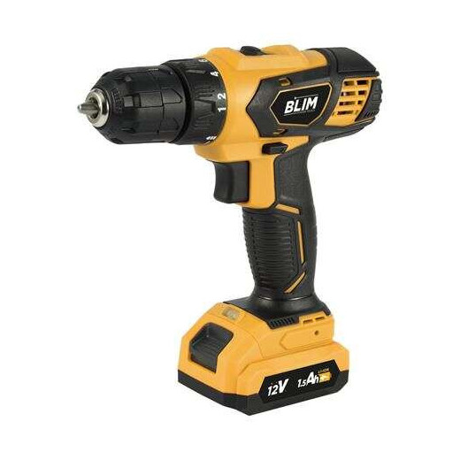Blim Taladro a Bateria 12V 1.5Ah - 28nm de Par Maximo - 2 Velocidades 0-400/0-1500rpm - Color Amarillo