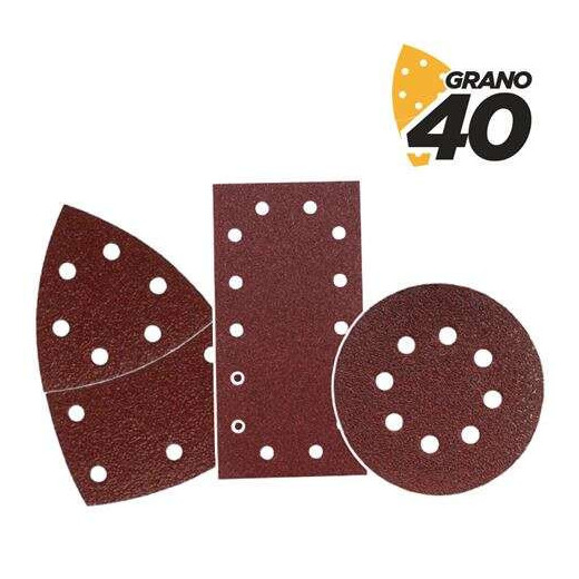 Blim Pack de 9 Lijas con Velcro para Lijadora BL0151 - Grano 40 - 3 Formatos
